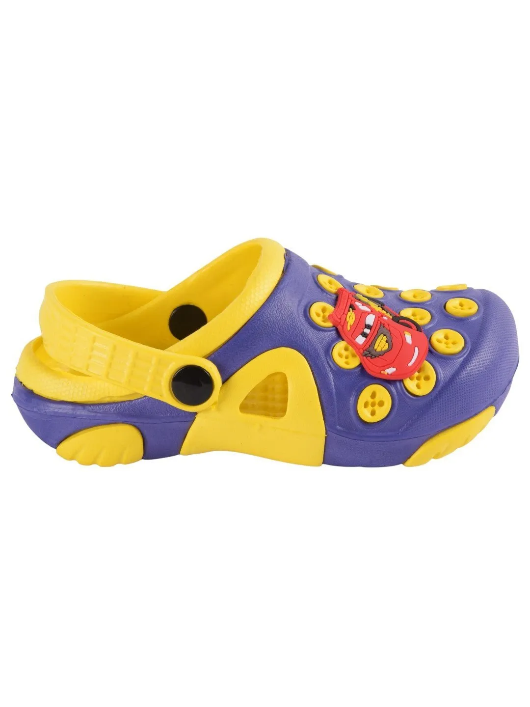 Fun Button Decorated Clogs with Cartoon Car Design for Boys