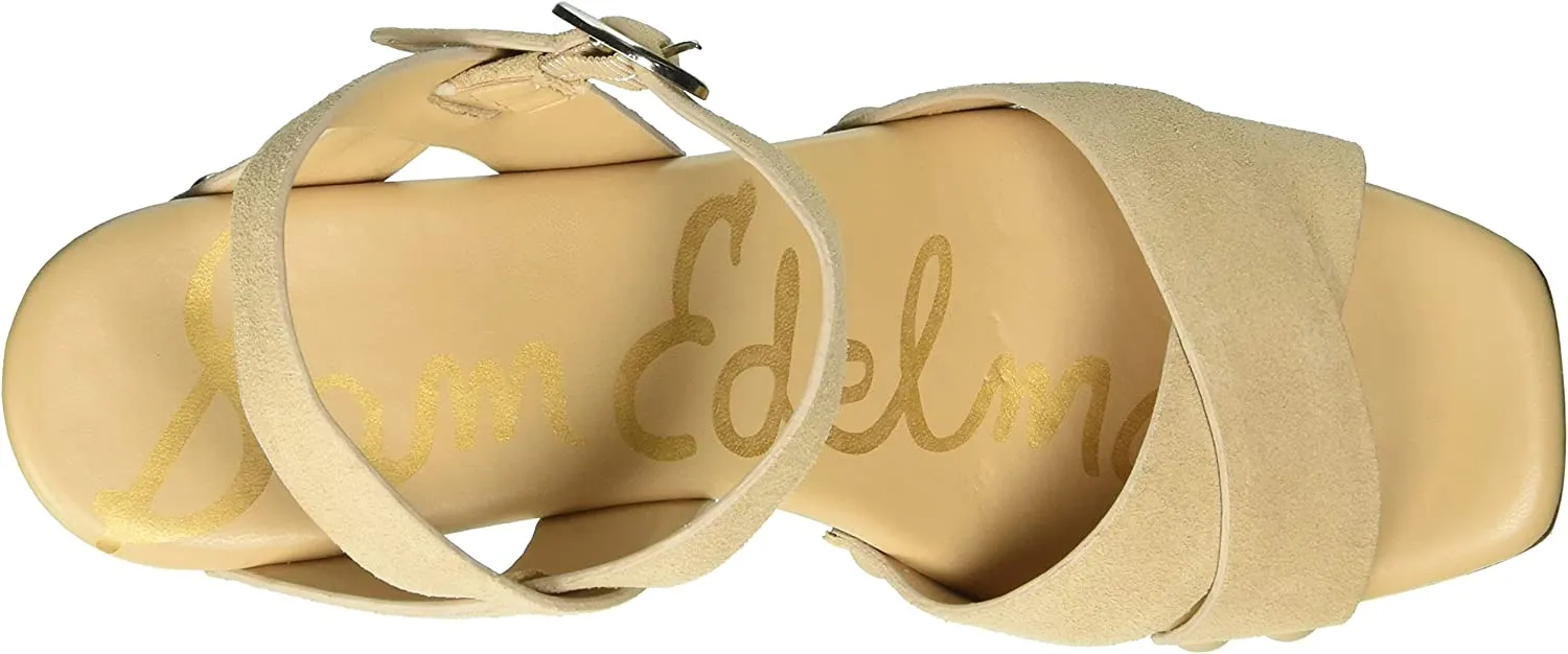 Sam Edelman Josefine Camel Suede Block Heel Ankle Strap Open Toe Heeled Sandals